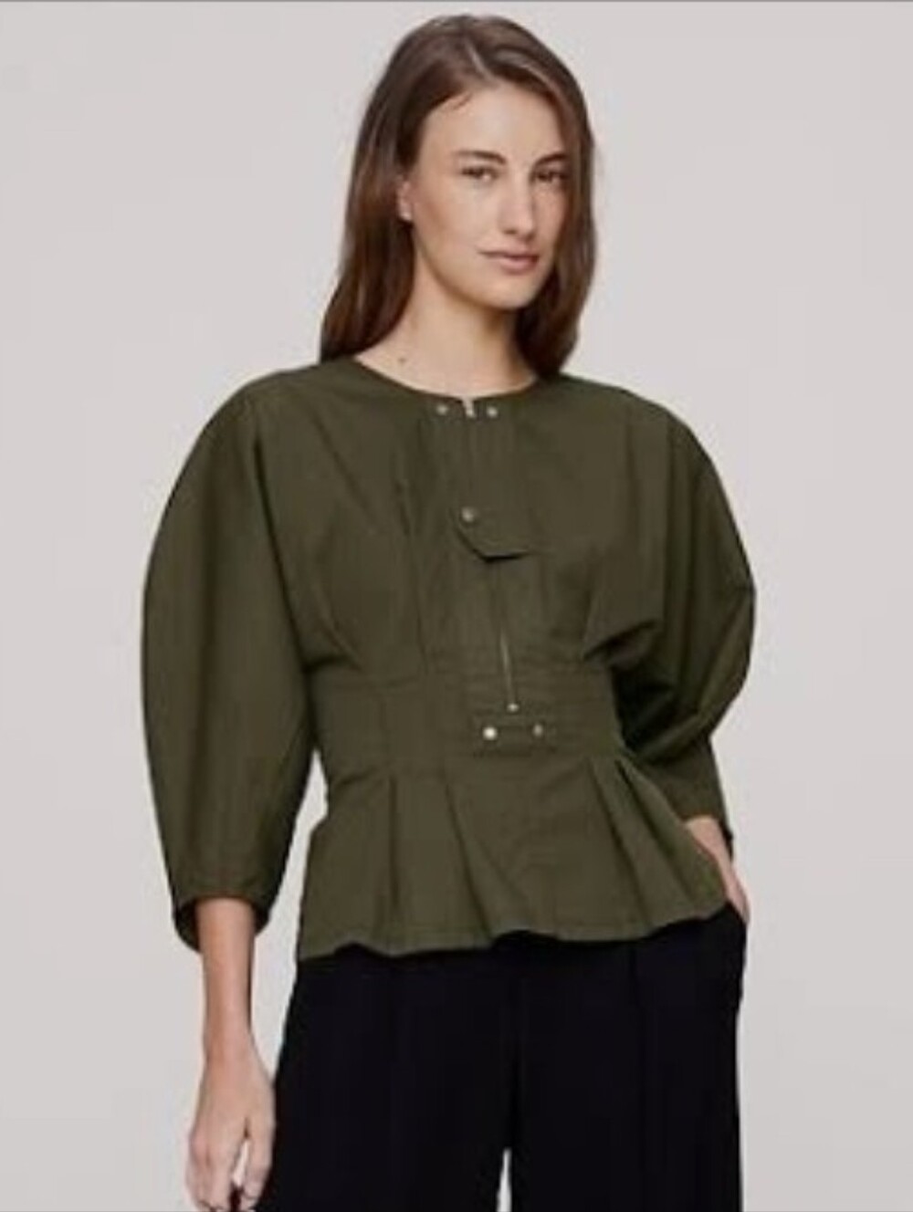 Banana Republic Cinched Waist Top with snaps Sz LARGE
